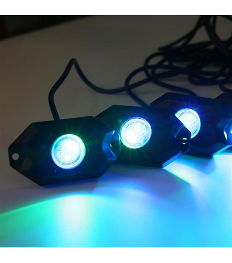 4pcs IP68 Waterproof Bluetooth RGB LED Rock Lights Black