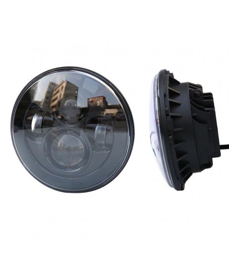 7" 6500K White Light IP67 Waterproof LED Headlight for Vehicles Black
