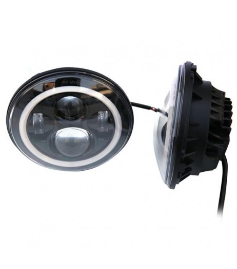 2pcs 7" 6500K White Light IP67 Waterproof LED Headlights for All Vehicles Black/Chrome