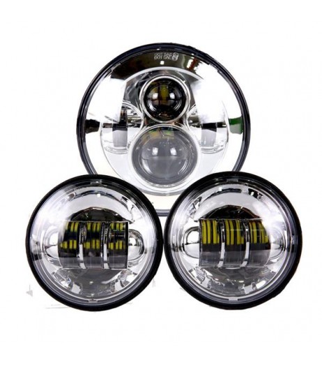 7" 6500K White Light IP67 Waterproof LED Headlight   2pcs 4.5" 6-LED Fog Lamps Kit for Vehicles
